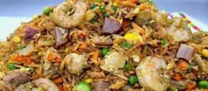 Combination fried rice –chicken, prawns, fish and vegetables