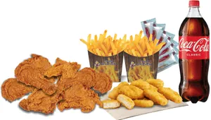 9pc Chicken/ 9pcs Nuggets/ 2 Lrg Fries/ 1 x 1.25Ltr/ 6 Ketchup