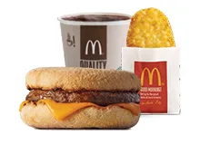 Sausage McMuffin Meal - Beef (comes with muffin, hashbrown & hot drink of your choice)