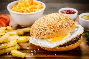 Egg Burger With Fries