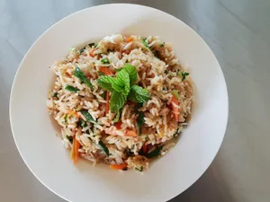 Veggie Fried Rice With Soya Chops